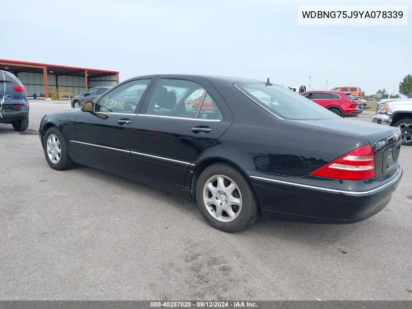 2000 Mercedes-Benz S 500 VIN: WDBNG75J9YA078339 Lot: 40287020