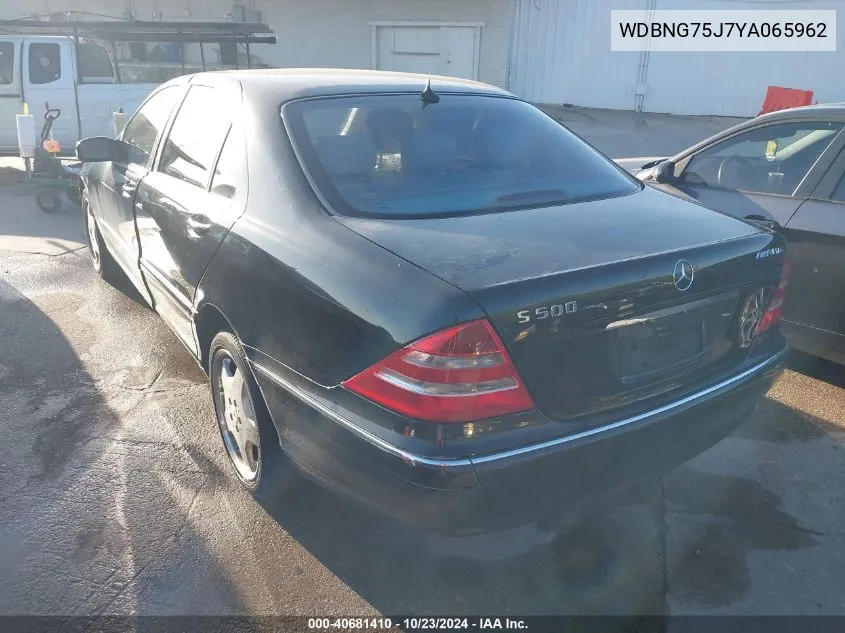 2000 Mercedes-Benz S 500 VIN: WDBNG75J7YA065962 Lot: 40681410