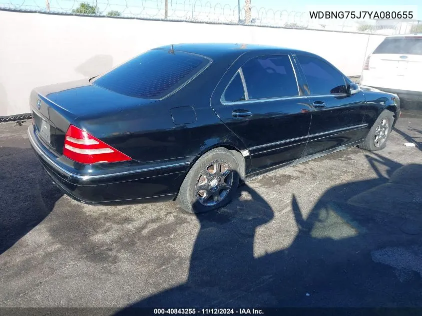 2000 Mercedes-Benz S 500 VIN: WDBNG75J7YA080655 Lot: 40843255