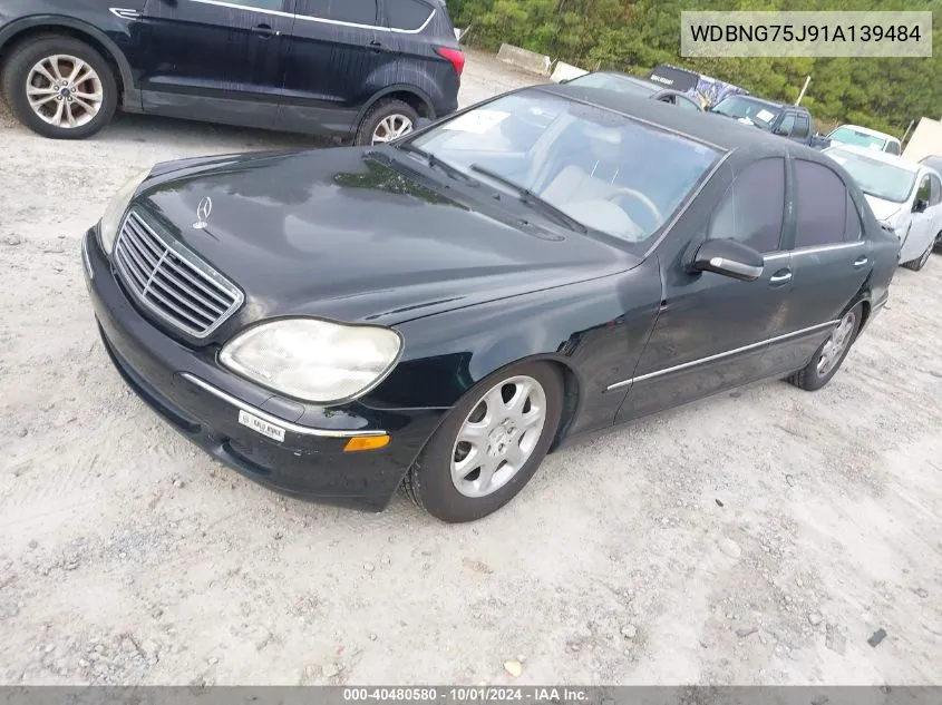 2001 Mercedes-Benz S 500 VIN: WDBNG75J91A139484 Lot: 40480580