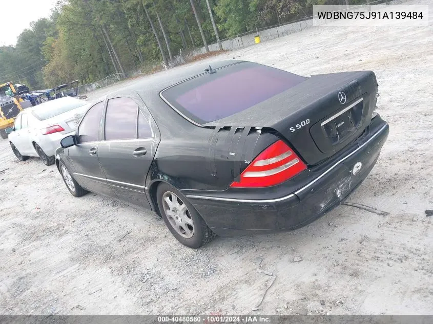 2001 Mercedes-Benz S 500 VIN: WDBNG75J91A139484 Lot: 40480580