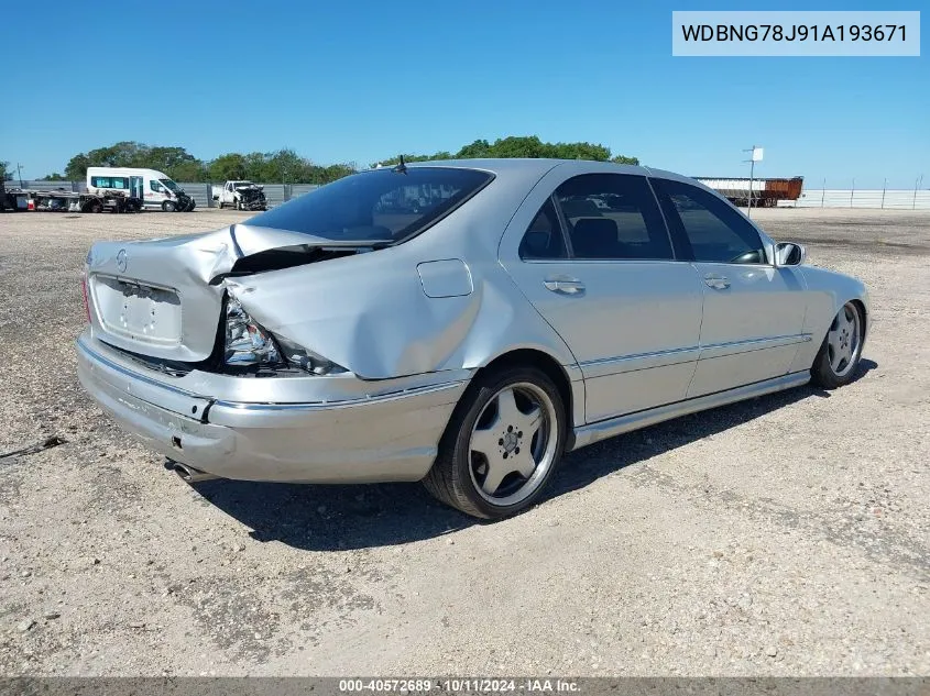 2001 Mercedes-Benz S 600 VIN: WDBNG78J91A193671 Lot: 40572689