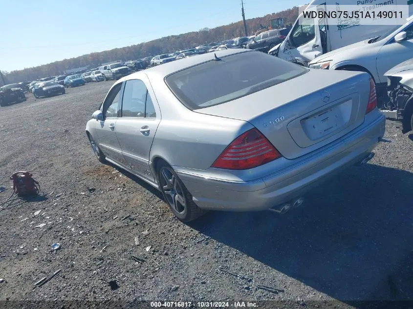 2001 Mercedes-Benz S 500 VIN: WDBNG75J51A149011 Lot: 40716817