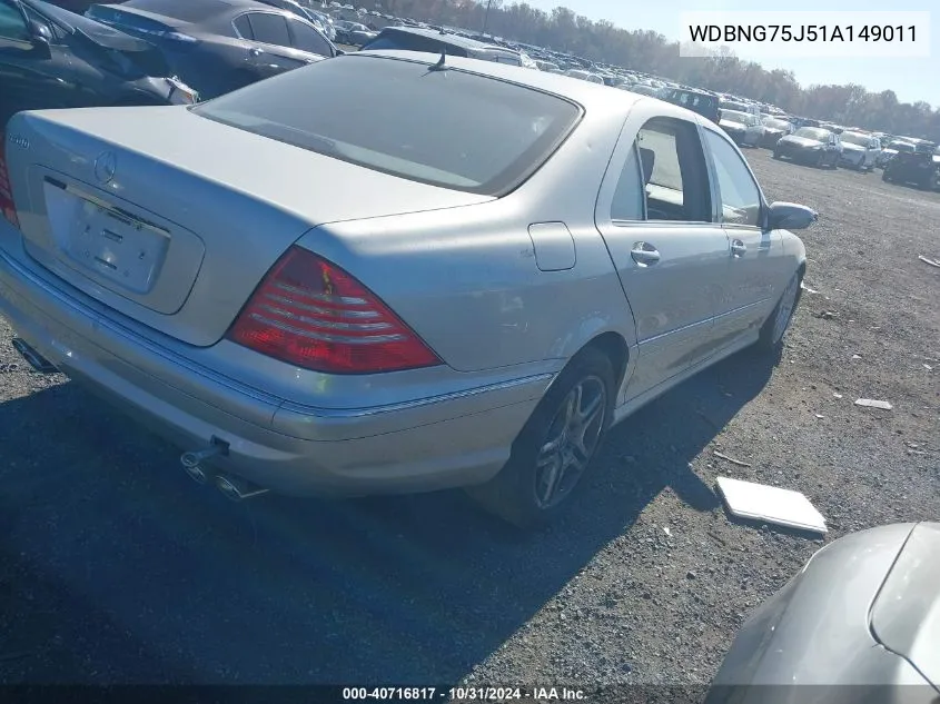 2001 Mercedes-Benz S 500 VIN: WDBNG75J51A149011 Lot: 40716817