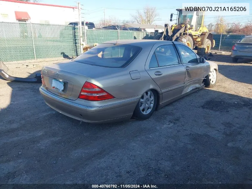 2001 Mercedes-Benz S 430 VIN: WDBNG70J21A165206 Lot: 40760792