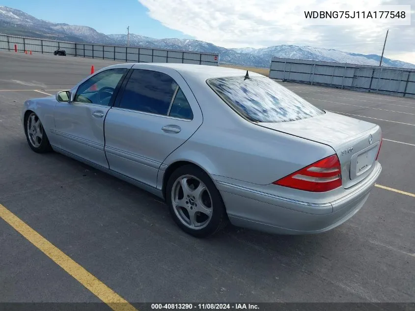 2001 Mercedes-Benz S 500 VIN: WDBNG75J11A177548 Lot: 40813290