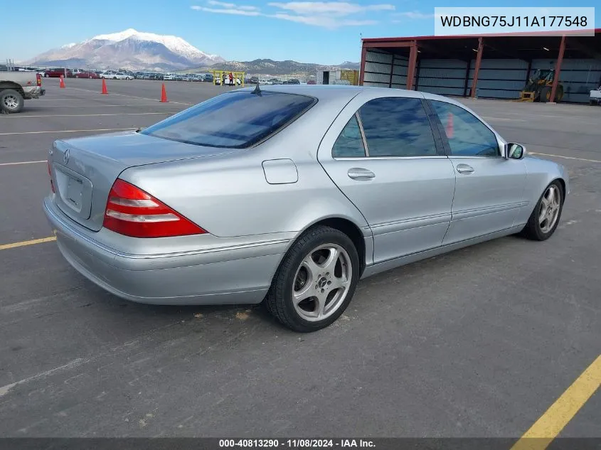 2001 Mercedes-Benz S 500 VIN: WDBNG75J11A177548 Lot: 40813290