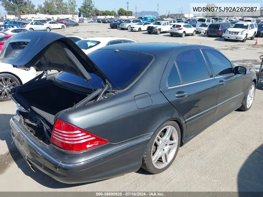 2002 Mercedes-Benz S 500 VIN: WDBNG75J92A267287 Lot: 39890928