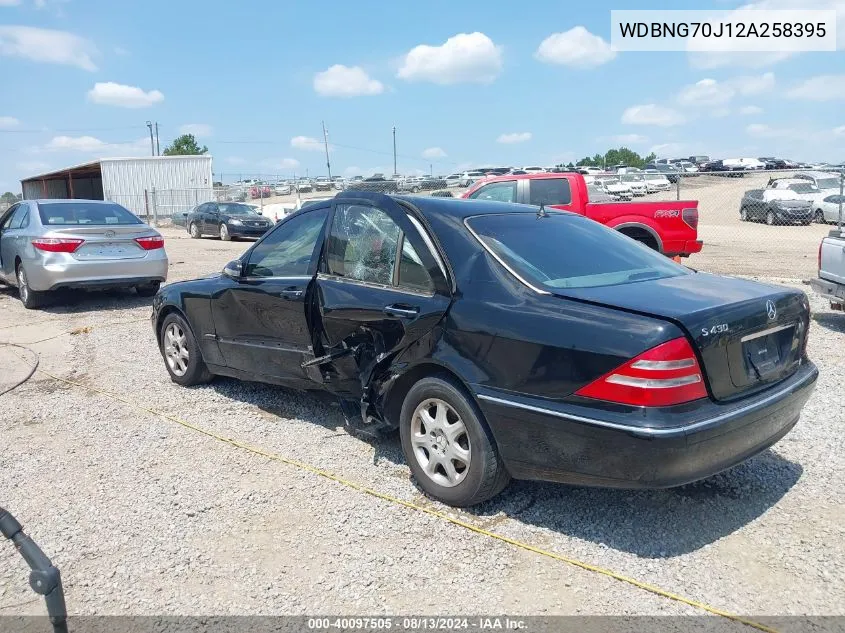 2002 Mercedes-Benz S 430 VIN: WDBNG70J12A258395 Lot: 40097505