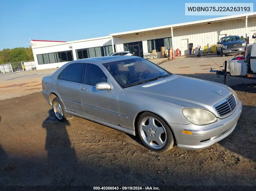 2002 Mercedes-Benz S 500 VIN: WDBNG75J22A263193 Lot: 40386043