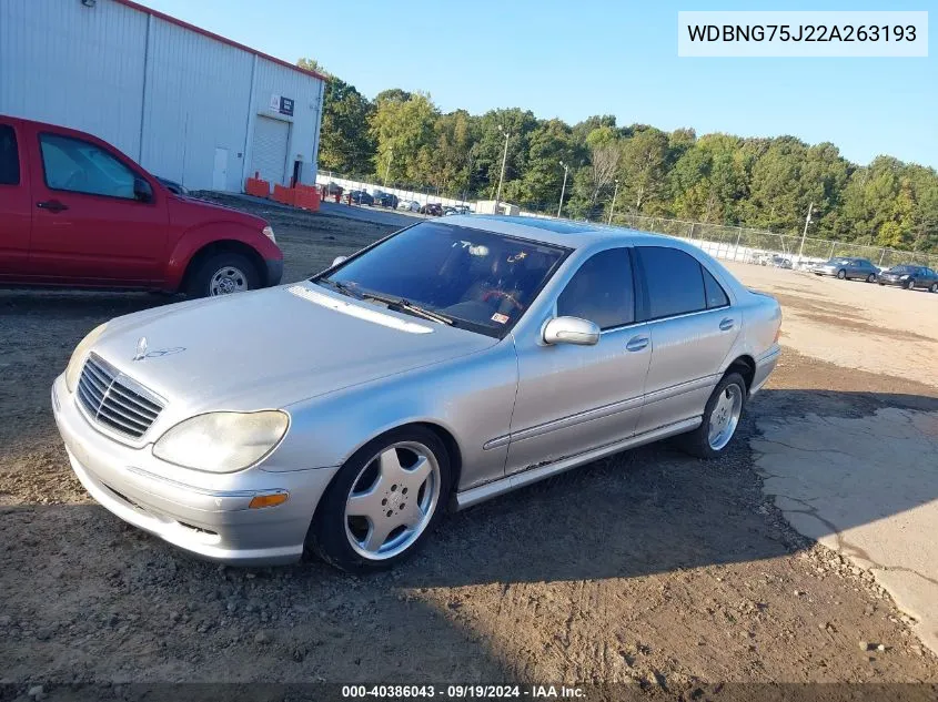 2002 Mercedes-Benz S 500 VIN: WDBNG75J22A263193 Lot: 40386043