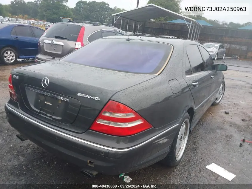 2002 Mercedes-Benz S 55 Amg VIN: WDBNG73J02A250963 Lot: 40436669