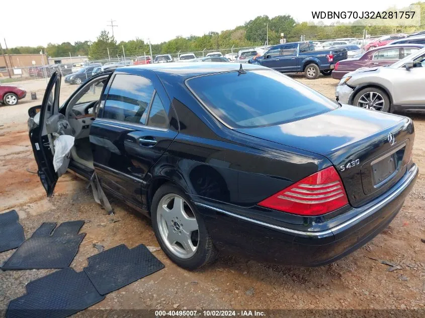 2002 Mercedes-Benz S 430 VIN: WDBNG70J32A281757 Lot: 40495007