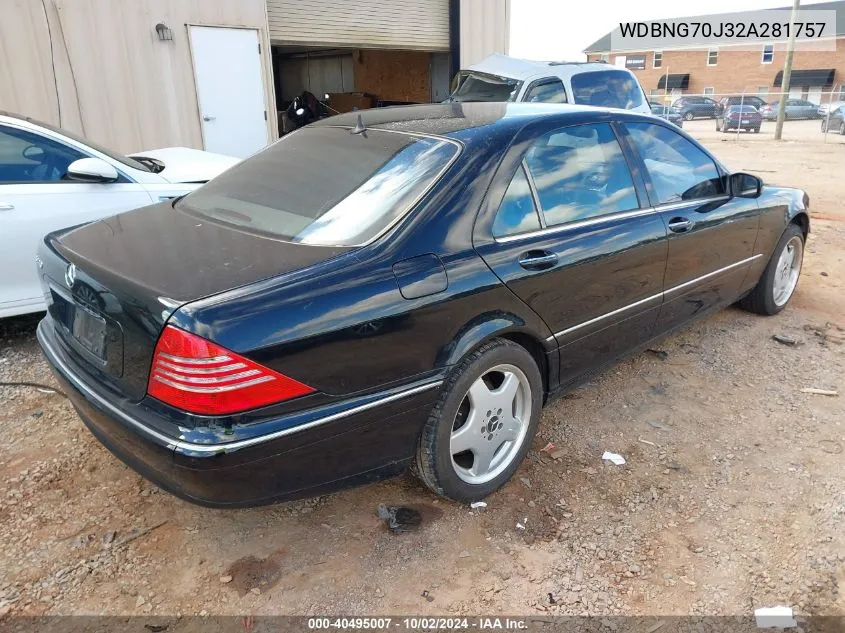 2002 Mercedes-Benz S 430 VIN: WDBNG70J32A281757 Lot: 40495007