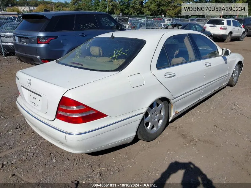 2002 Mercedes-Benz S 430 VIN: WDBNG70J52A290234 Lot: 40561831