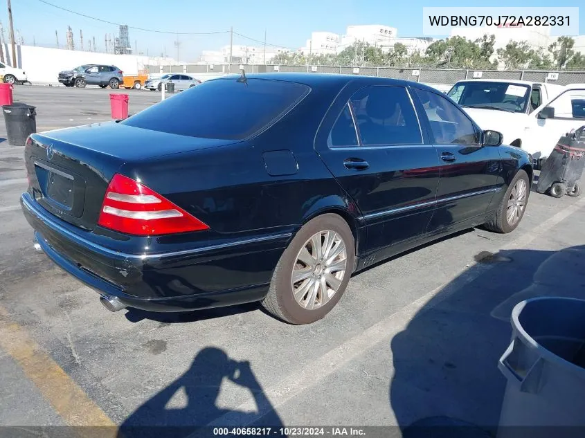 2002 Mercedes-Benz S 430 VIN: WDBNG70J72A282331 Lot: 40658217