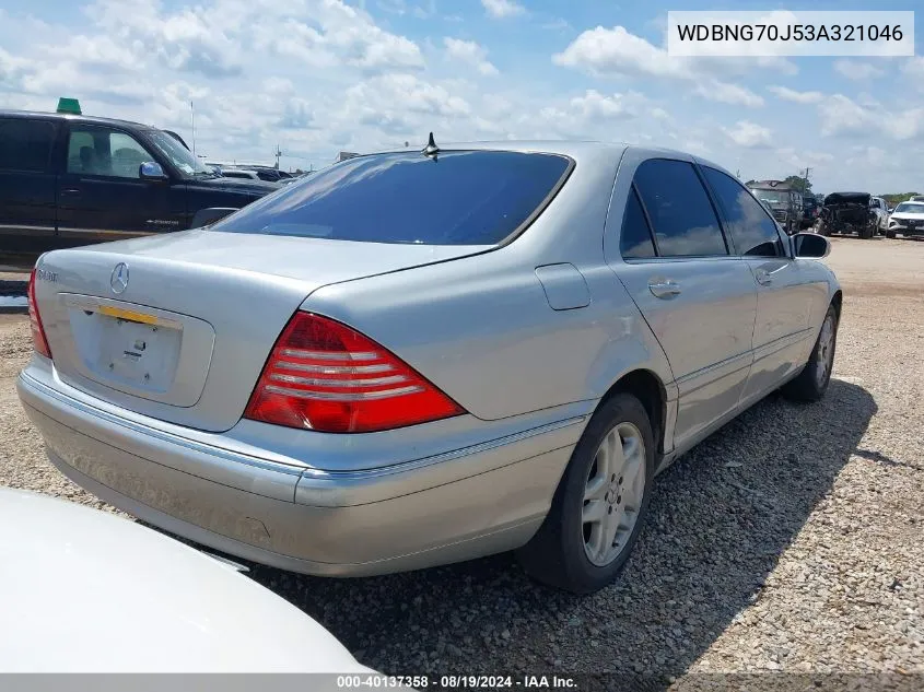 2003 Mercedes-Benz S 430 VIN: WDBNG70J53A321046 Lot: 40137358