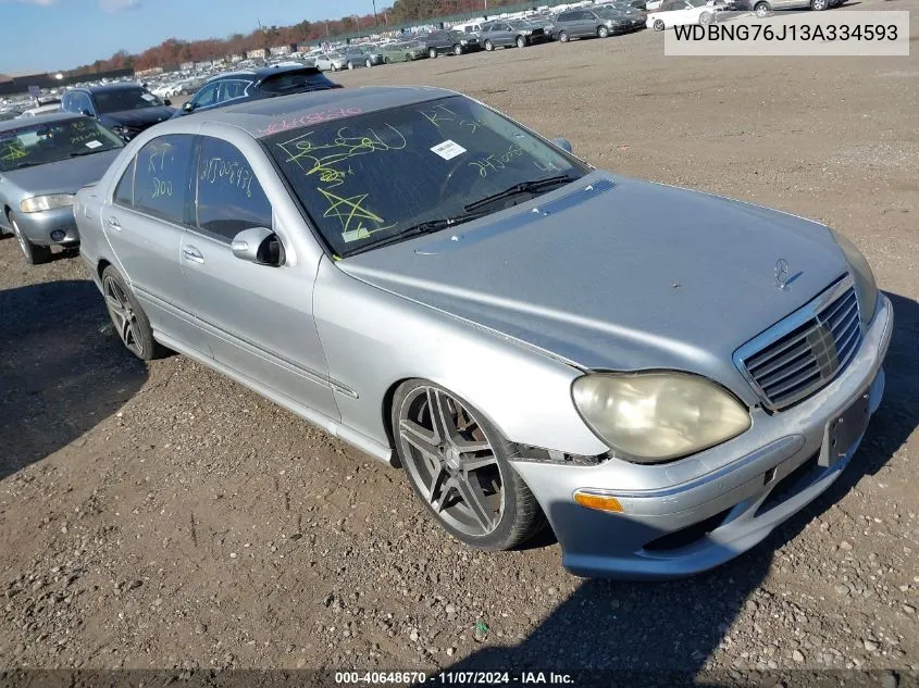 2003 Mercedes-Benz S 600 VIN: WDBNG76J13A334593 Lot: 40648670