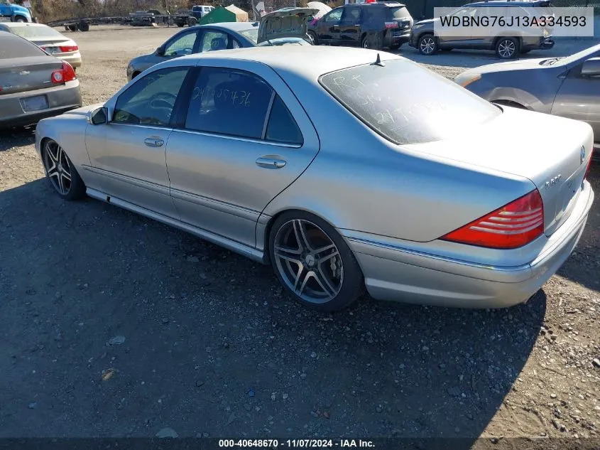 2003 Mercedes-Benz S 600 VIN: WDBNG76J13A334593 Lot: 40648670