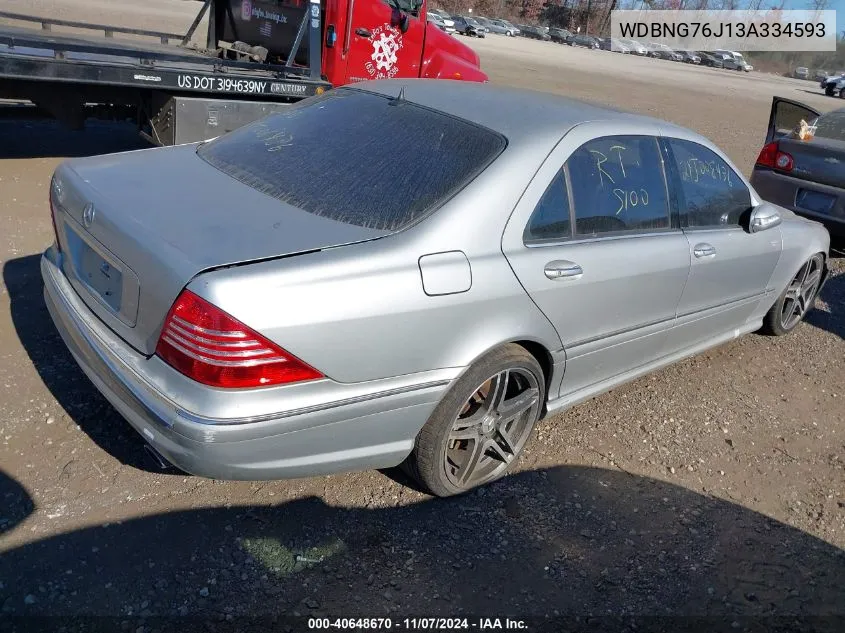 2003 Mercedes-Benz S 600 VIN: WDBNG76J13A334593 Lot: 40648670