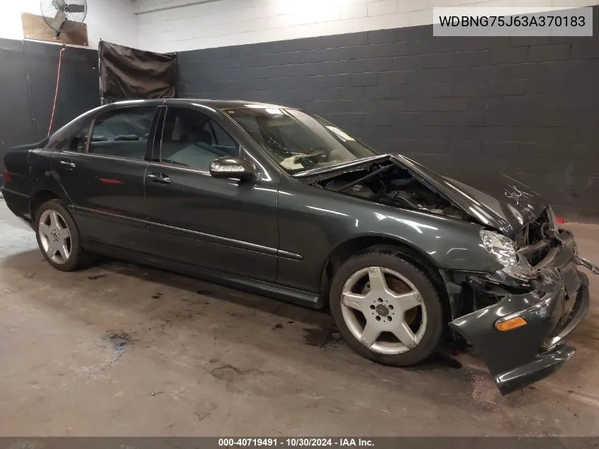 2003 Mercedes-Benz S 500 VIN: WDBNG75J63A370183 Lot: 40719491