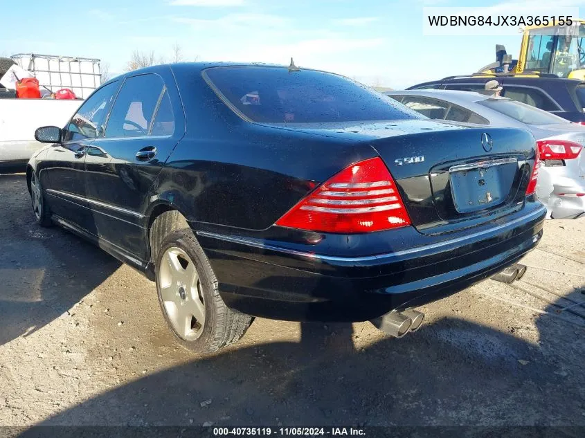 2003 Mercedes-Benz S 500 VIN: WDBNG84JX3A365155 Lot: 40735119