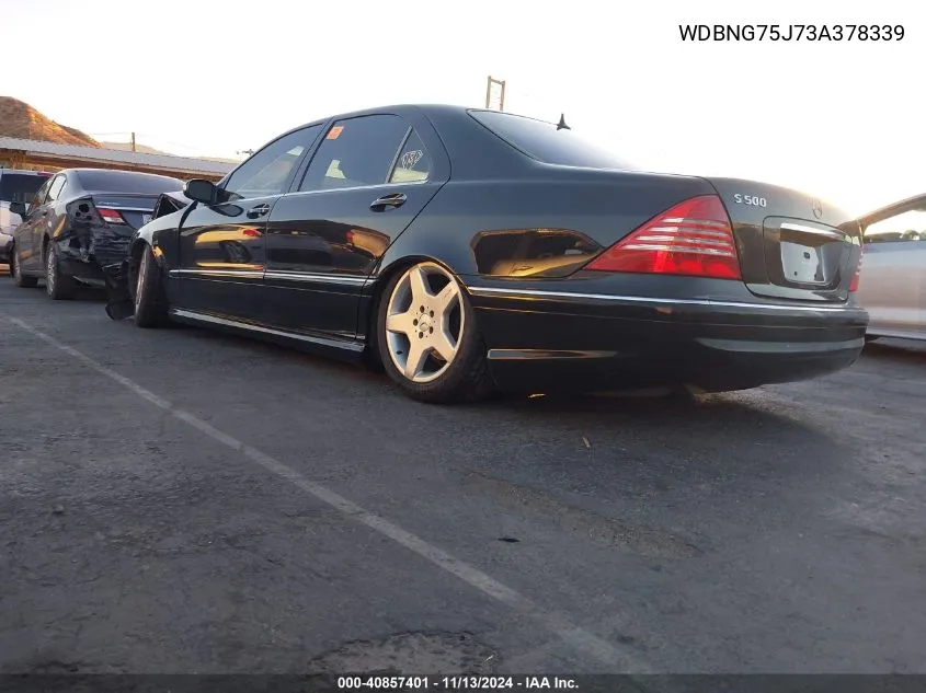 2003 Mercedes-Benz S 500 VIN: WDBNG75J73A378339 Lot: 40857401