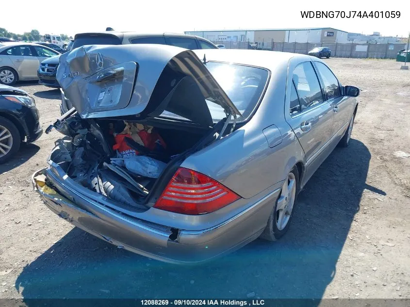 2004 Mercedes-Benz S-Class VIN: WDBNG70J74A401059 Lot: 12088269