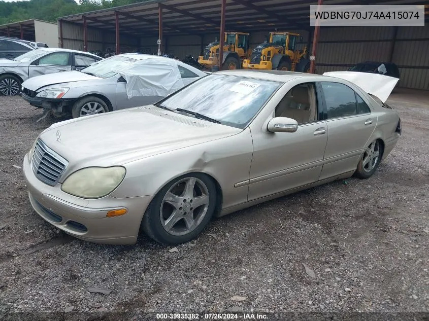 2004 Mercedes-Benz S 430 430 VIN: WDBNG70J74A415074 Lot: 39935382