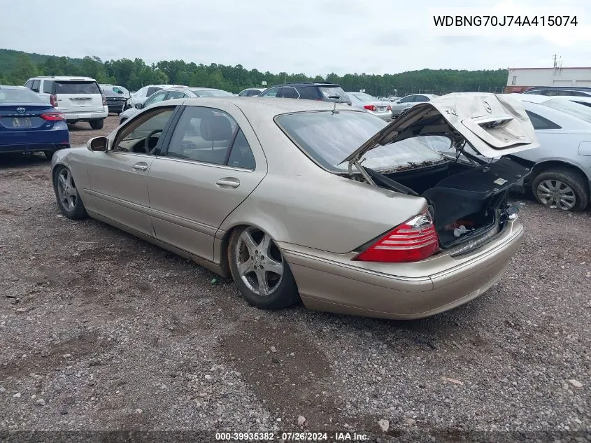 2004 Mercedes-Benz S 430 430 VIN: WDBNG70J74A415074 Lot: 39935382