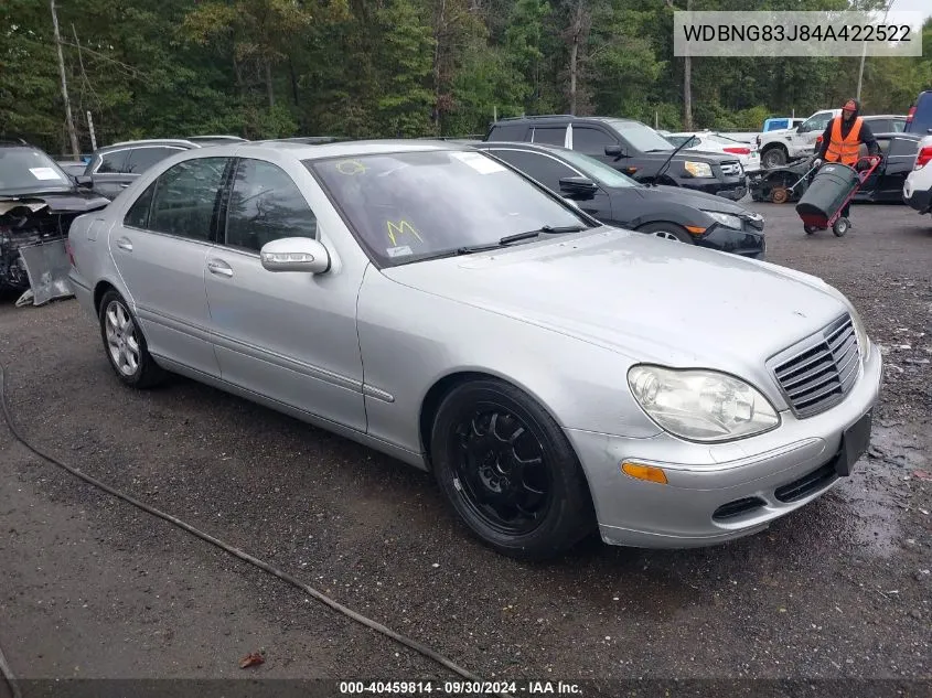 2004 Mercedes-Benz S 430 4Matic VIN: WDBNG83J84A422522 Lot: 40459814