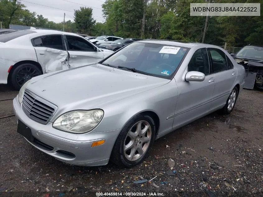 2004 Mercedes-Benz S 430 4Matic VIN: WDBNG83J84A422522 Lot: 40459814