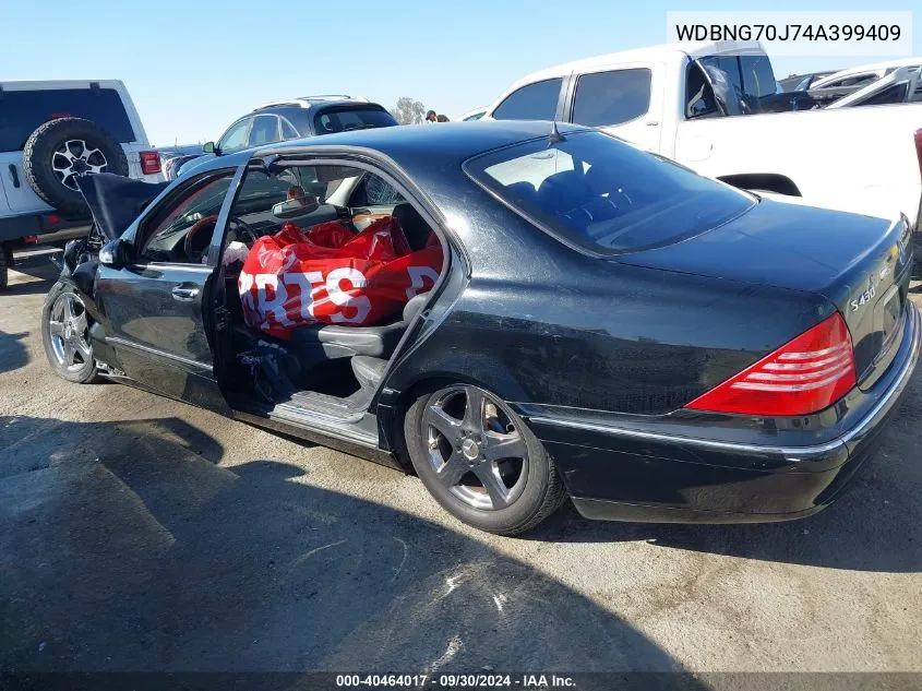 2004 Mercedes-Benz S 430 VIN: WDBNG70J74A399409 Lot: 40464017