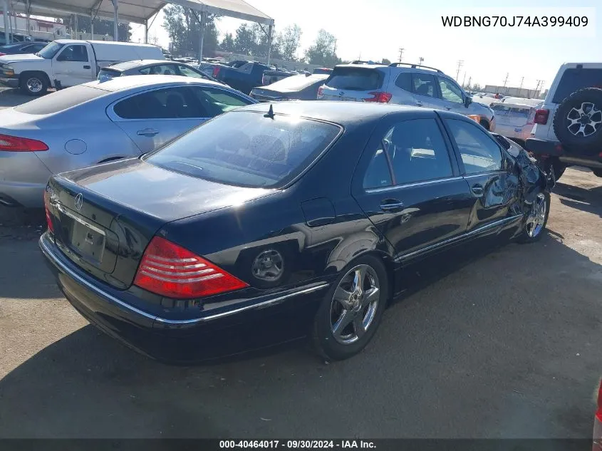 2004 Mercedes-Benz S 430 VIN: WDBNG70J74A399409 Lot: 40464017