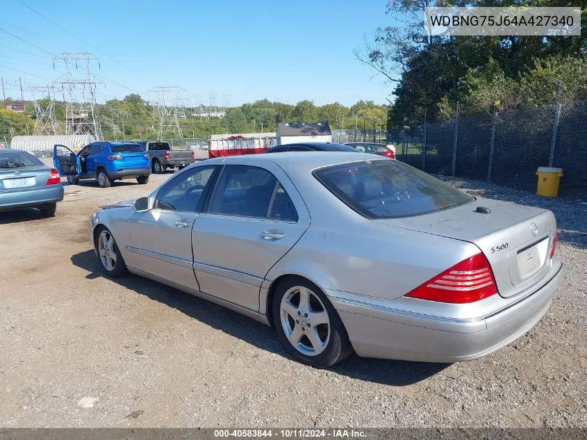 2004 Mercedes-Benz S 500 VIN: WDBNG75J64A427340 Lot: 40583844