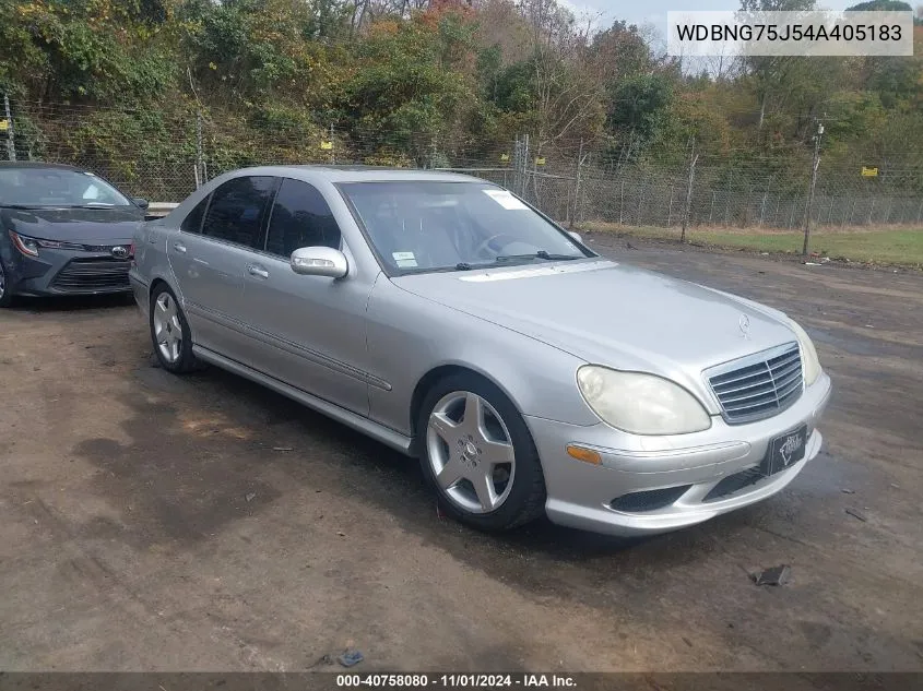 2004 Mercedes-Benz S-Class 5.0L VIN: WDBNG75J54A405183 Lot: 40758080