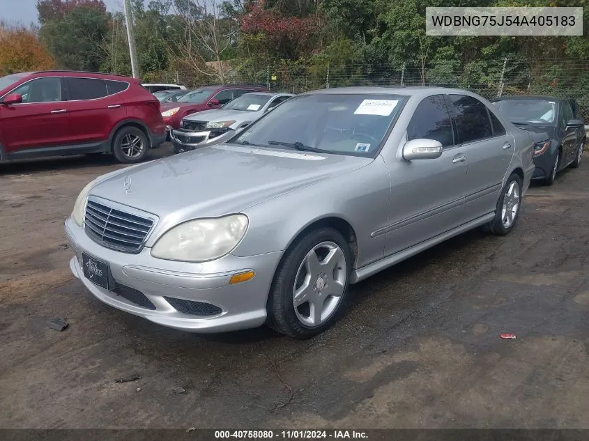 2004 Mercedes-Benz S-Class 5.0L VIN: WDBNG75J54A405183 Lot: 40758080