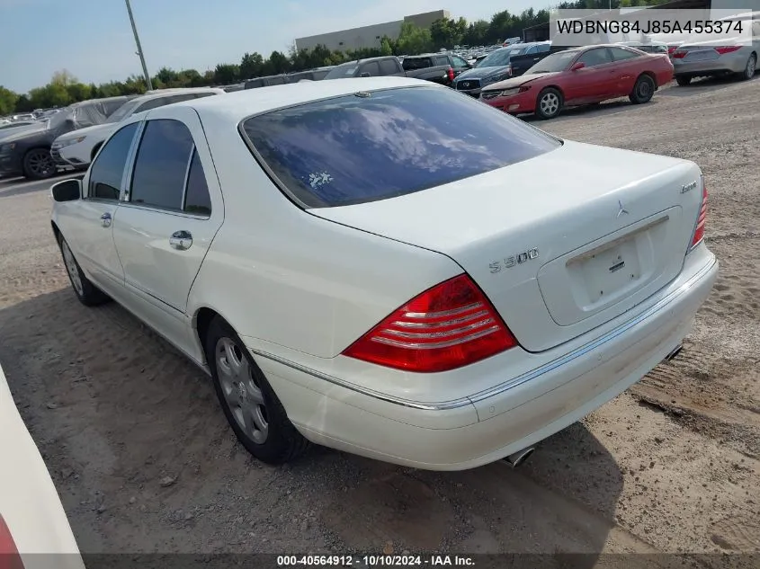 2005 Mercedes-Benz S 500 4Matic VIN: WDBNG84J85A455374 Lot: 40564912