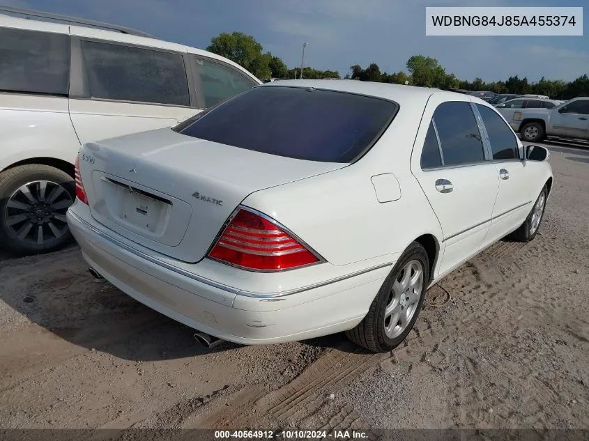 2005 Mercedes-Benz S 500 4Matic VIN: WDBNG84J85A455374 Lot: 40564912