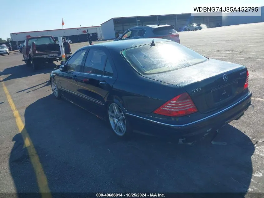 2005 Mercedes-Benz S 55 Amg VIN: WDBNG74J35A452795 Lot: 40686014