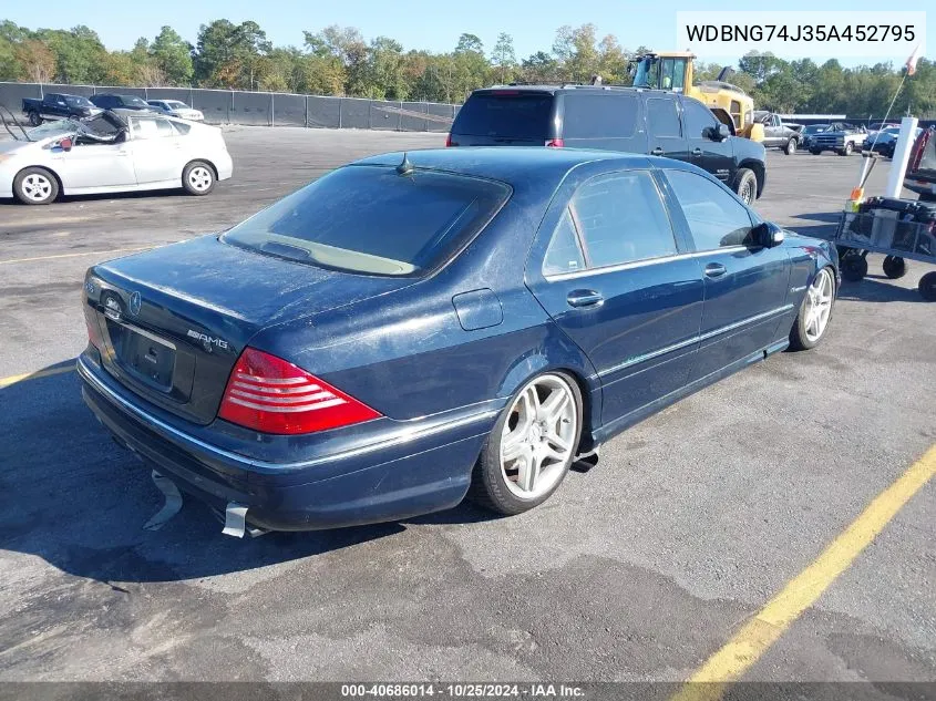 2005 Mercedes-Benz S 55 Amg VIN: WDBNG74J35A452795 Lot: 40686014