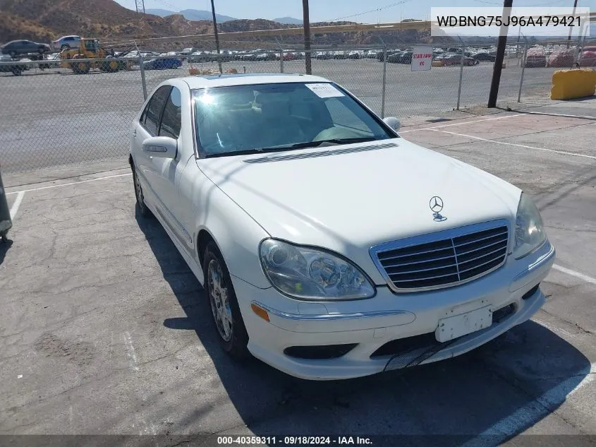 2006 Mercedes-Benz S 500 VIN: WDBNG75J96A479421 Lot: 40359311