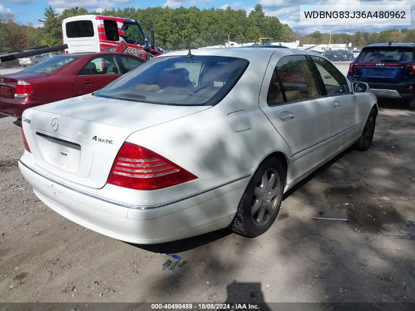 2006 Mercedes-Benz S 430 4Matic VIN: WDBNG83J36A480962 Lot: 40490459