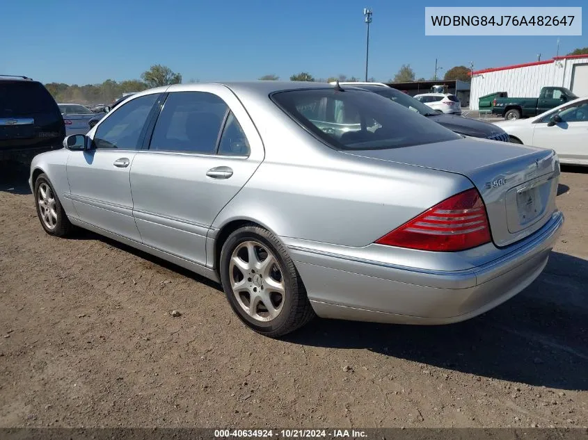 2006 Mercedes-Benz S 500 4Matic VIN: WDBNG84J76A482647 Lot: 40634924