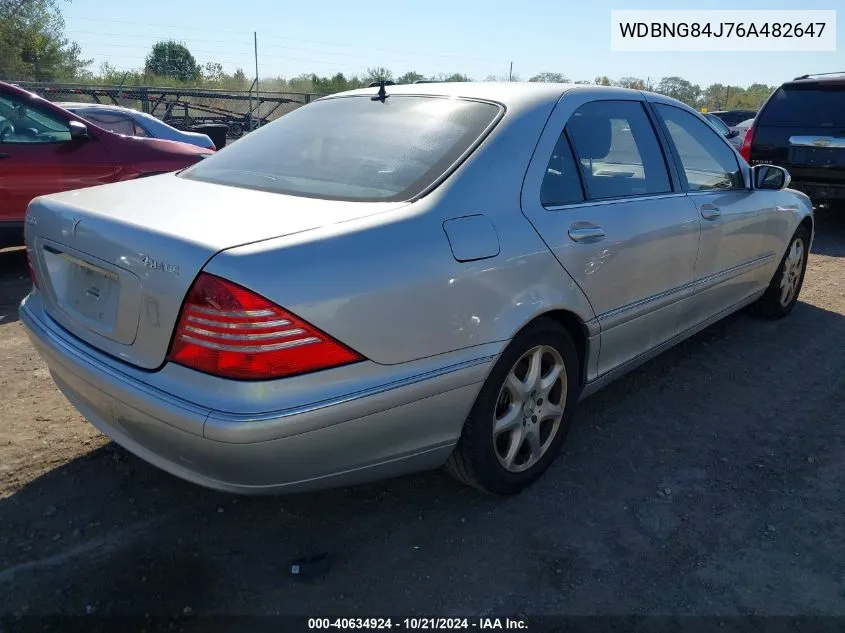 2006 Mercedes-Benz S 500 4Matic VIN: WDBNG84J76A482647 Lot: 40634924