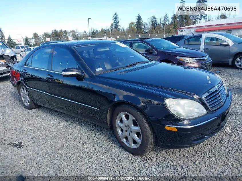 2006 Mercedes-Benz S 500 4Matic VIN: WDBNG84J86A470698 Lot: 40668411