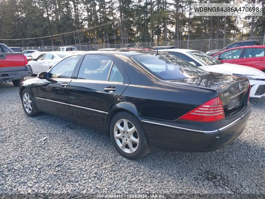 2006 Mercedes-Benz S 500 4Matic VIN: WDBNG84J86A470698 Lot: 40668411