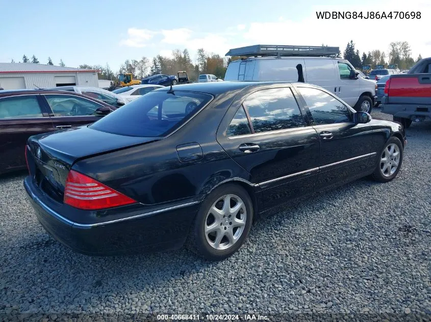 2006 Mercedes-Benz S 500 4Matic VIN: WDBNG84J86A470698 Lot: 40668411