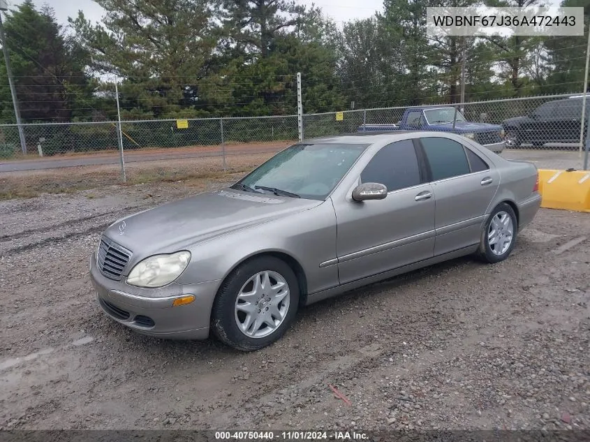 2006 Mercedes-Benz S 350 VIN: WDBNF67J36A472443 Lot: 40750440