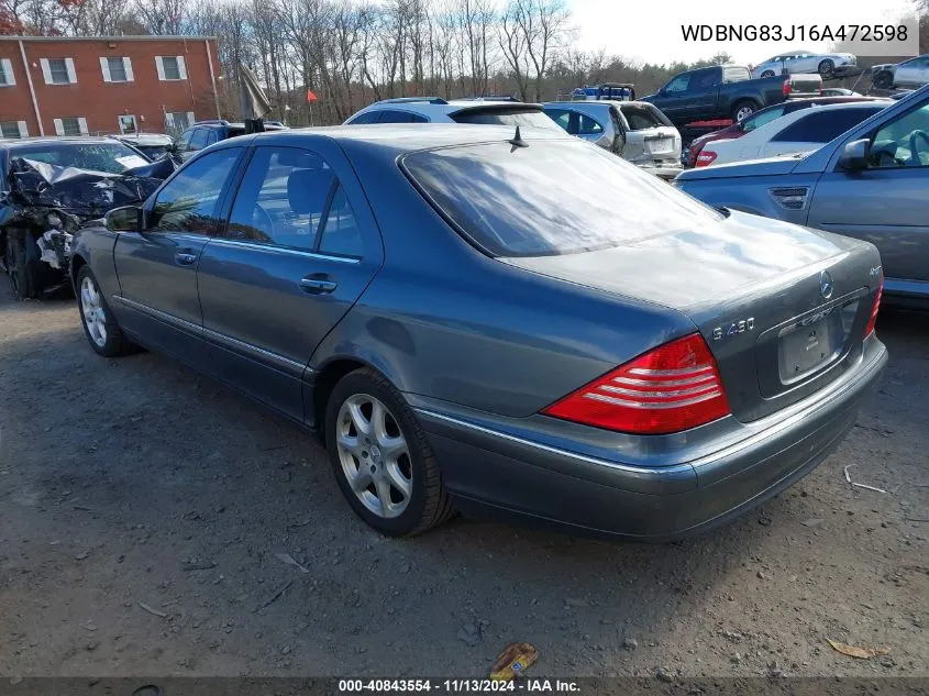 2006 Mercedes-Benz S 430 4Matic VIN: WDBNG83J16A472598 Lot: 40843554